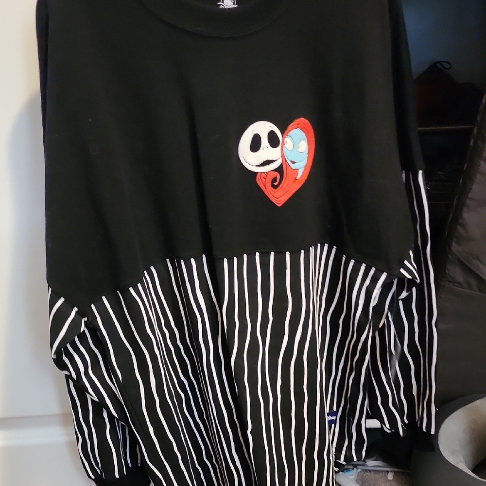 Disney Black and White Striped Sweatshirt with Heart Design